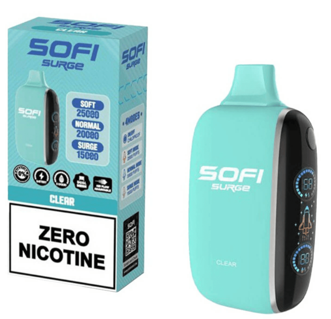 Pod descartable Sofi Surge Cero Nicotina Clear 25000 puffs - Tienda Vapor