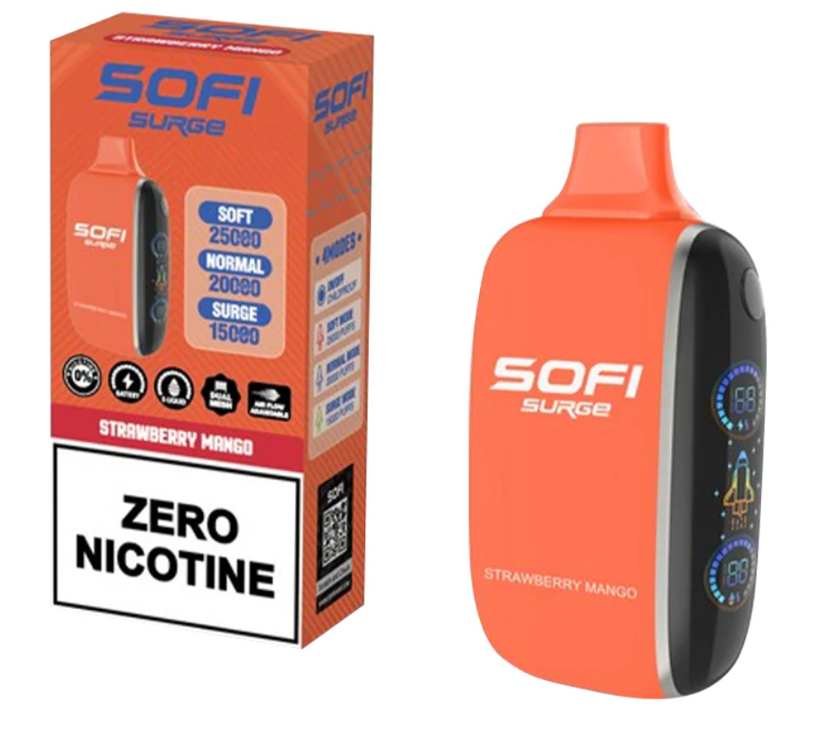 Pod descartable Sofi Surge Cero Nicotina Strawberry Mango 25000 puffs - Tienda Vapor