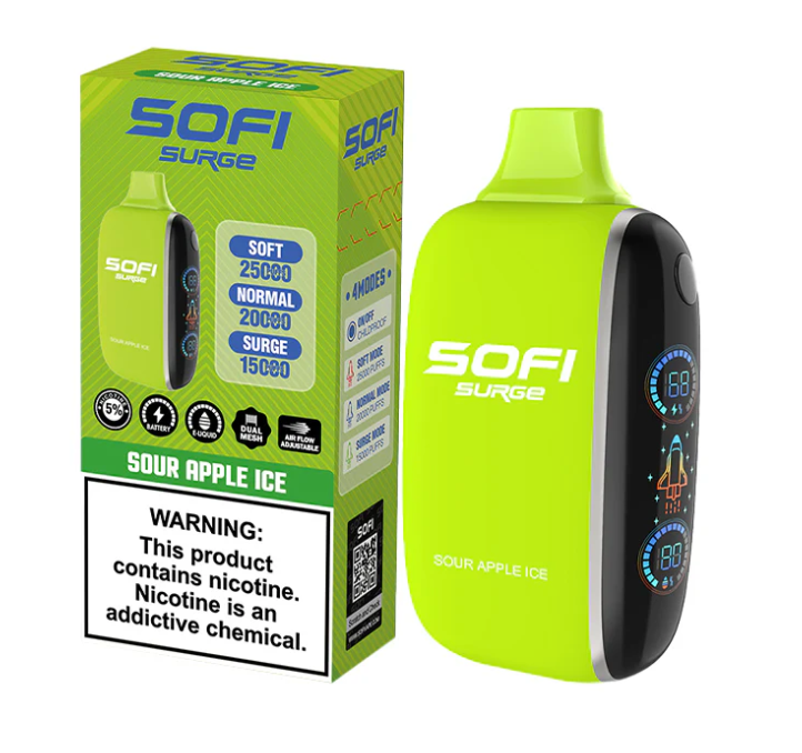 Pod descartable Sofi Surge Cero Nicotina Sour Apple Ice 25000 puffs - Tienda Vapor