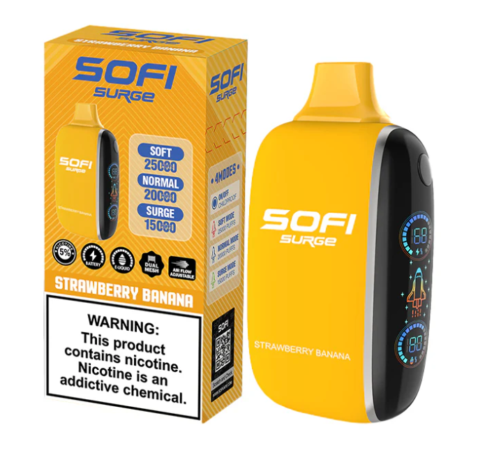 Pod descartable Sofi Surge Cero Nicotina Strawberry Banana 25000 puffs - Tienda Vapor