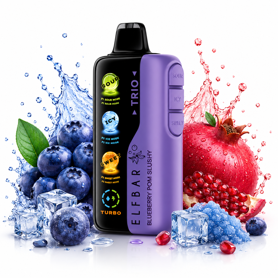 Pod descartable ElfBar TRIO 40000 Puffs Blueberry Pom Slushy - Tienda Vapor