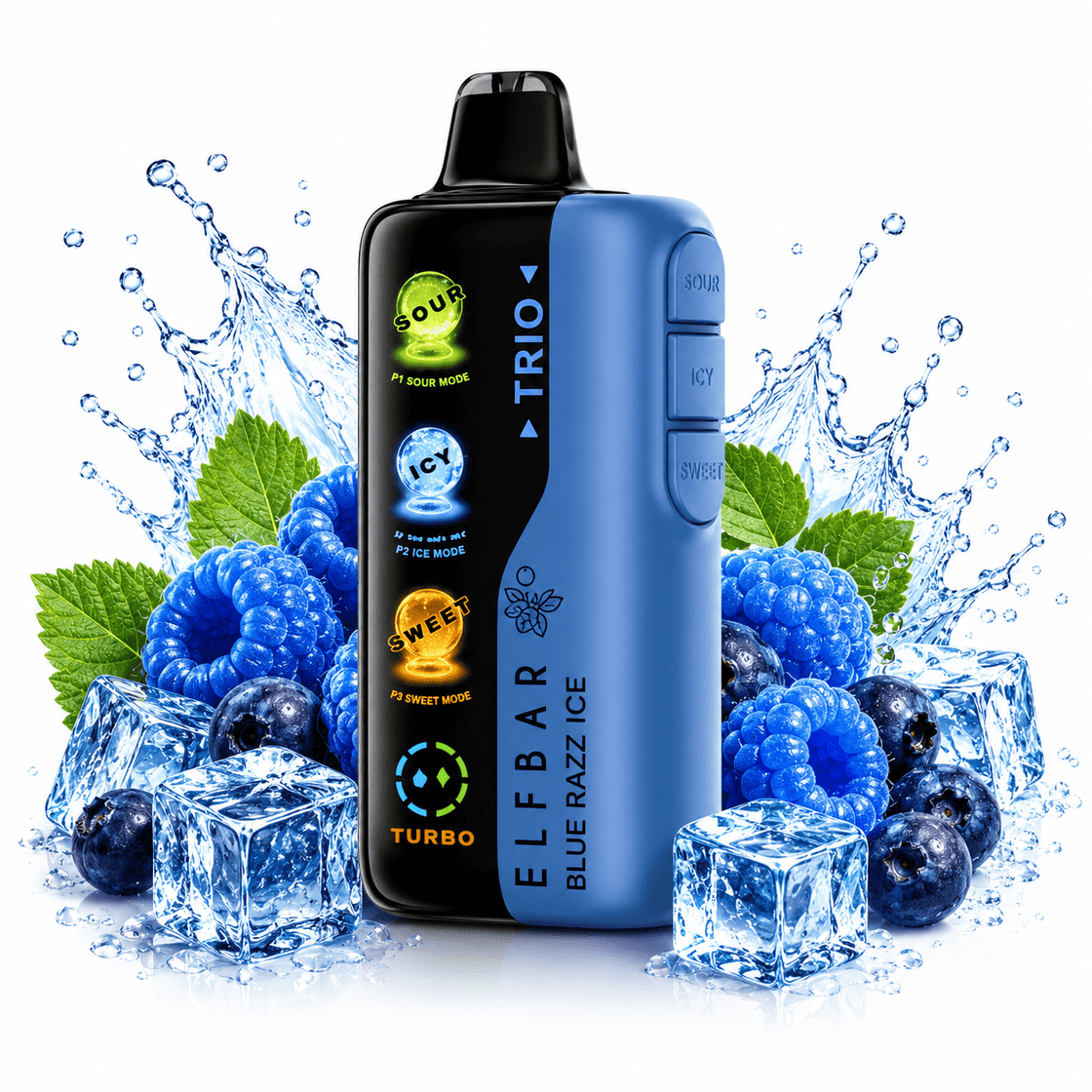 Pod descartable ElfBar TRIO 40000 Puffs Blue Razz Ice - Tienda Vapor