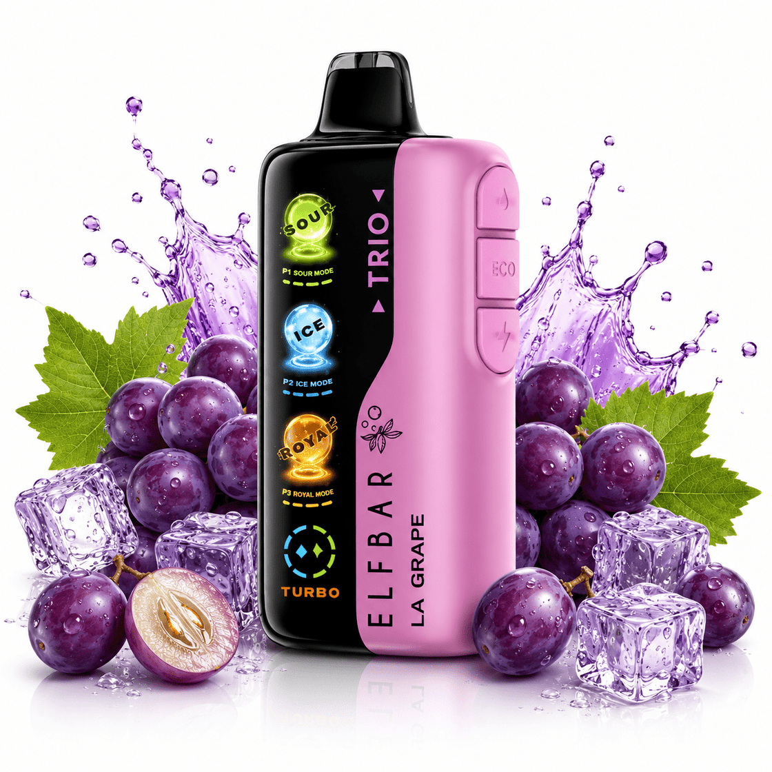 Pod descartable ElfBar TRIO 40000 Puffs La Grape - Tienda Vapor