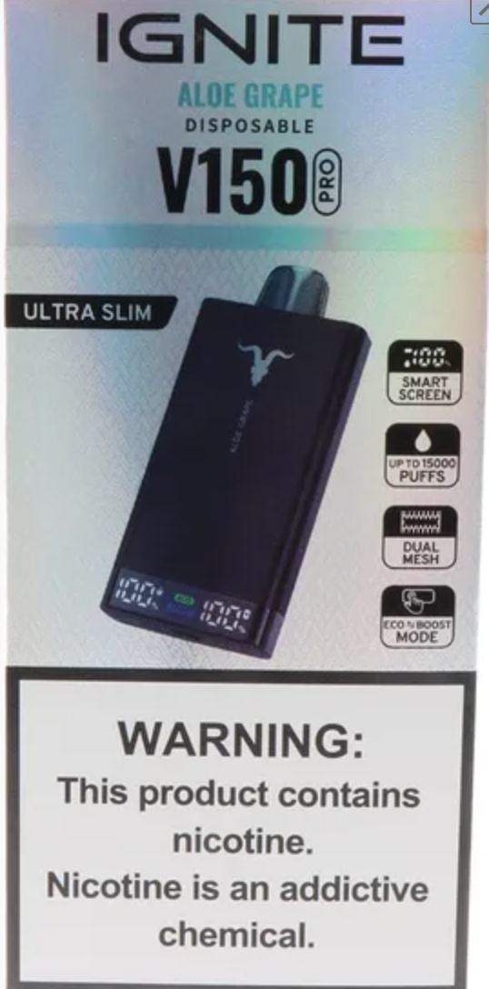 Pod descartable Ignite V150 Aloe Grape 15000 puffs - Tienda Vapor