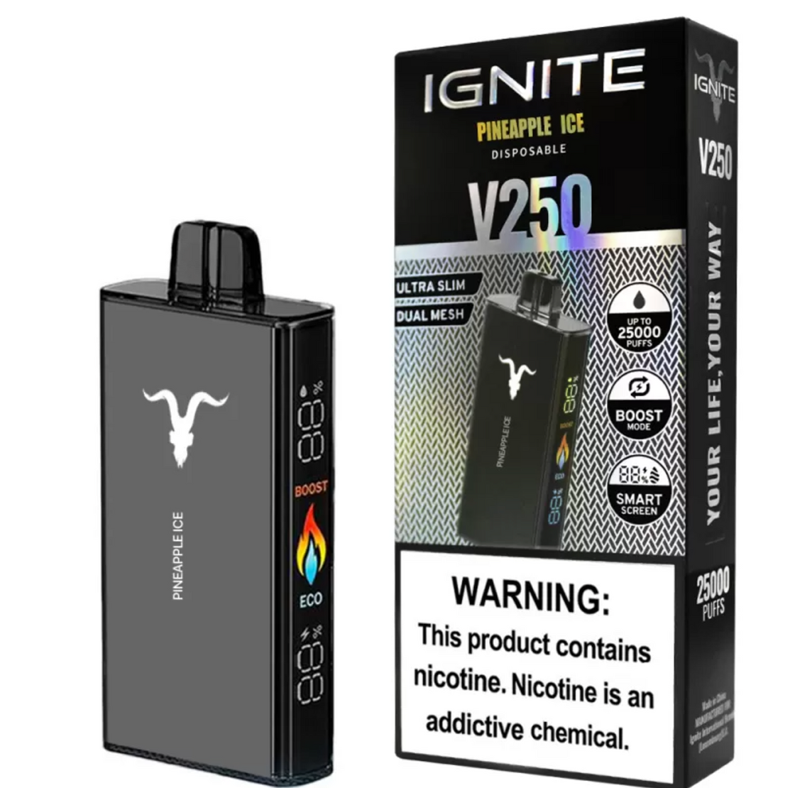 Pod descartable Ignite V250 Pineapple ice 25000 puffs - Tienda Vapor