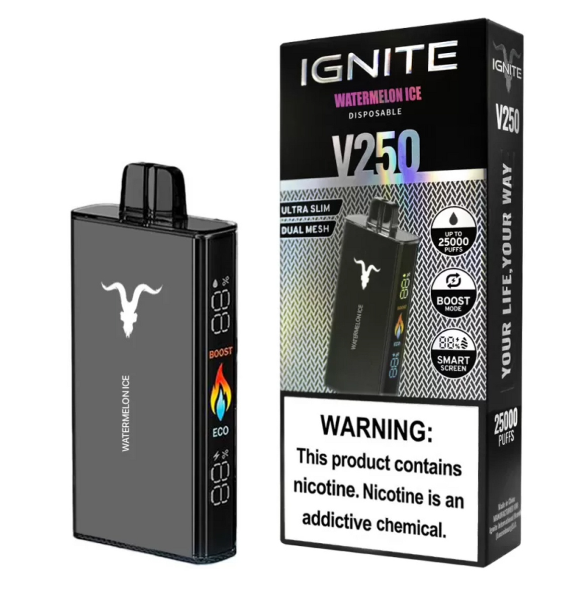 Pod descartable Ignite V250 Watermelon ice 25000 puffs - Tienda Vapor