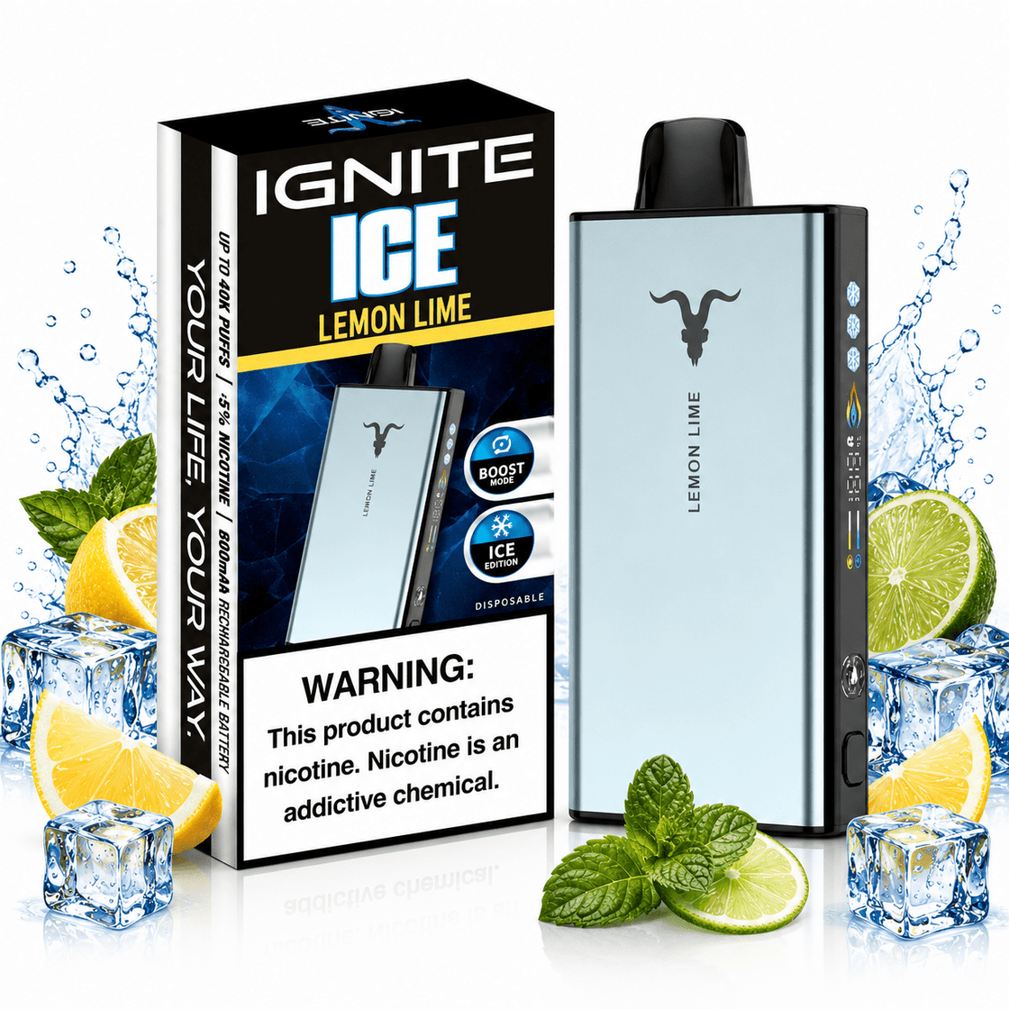 Pod descartable Ignite V400 40000 puffs Ice Lemon Lime - Tienda Vapor