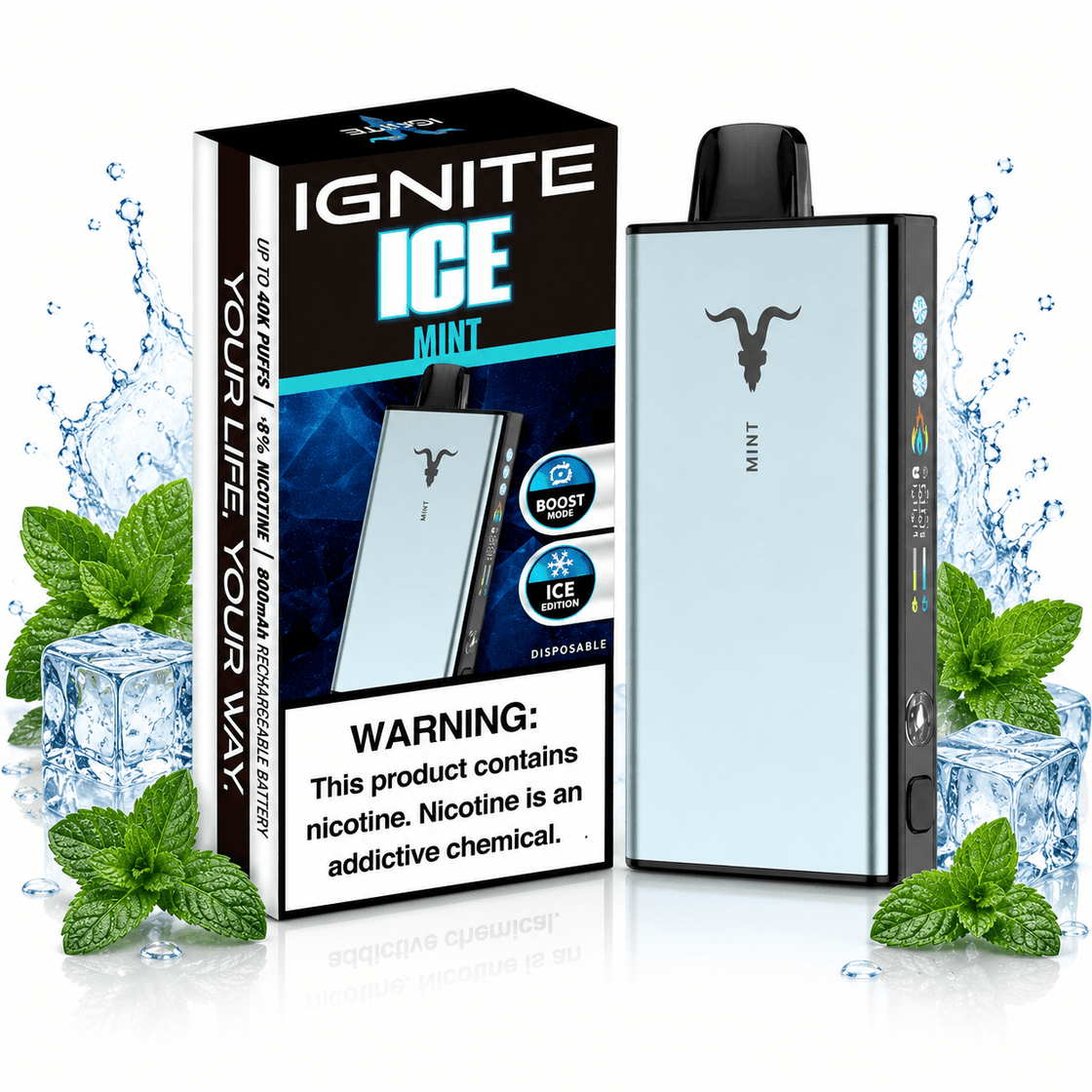 Pod descartable Ignite V400 40000 puffs Ice Mint - Tienda Vapor