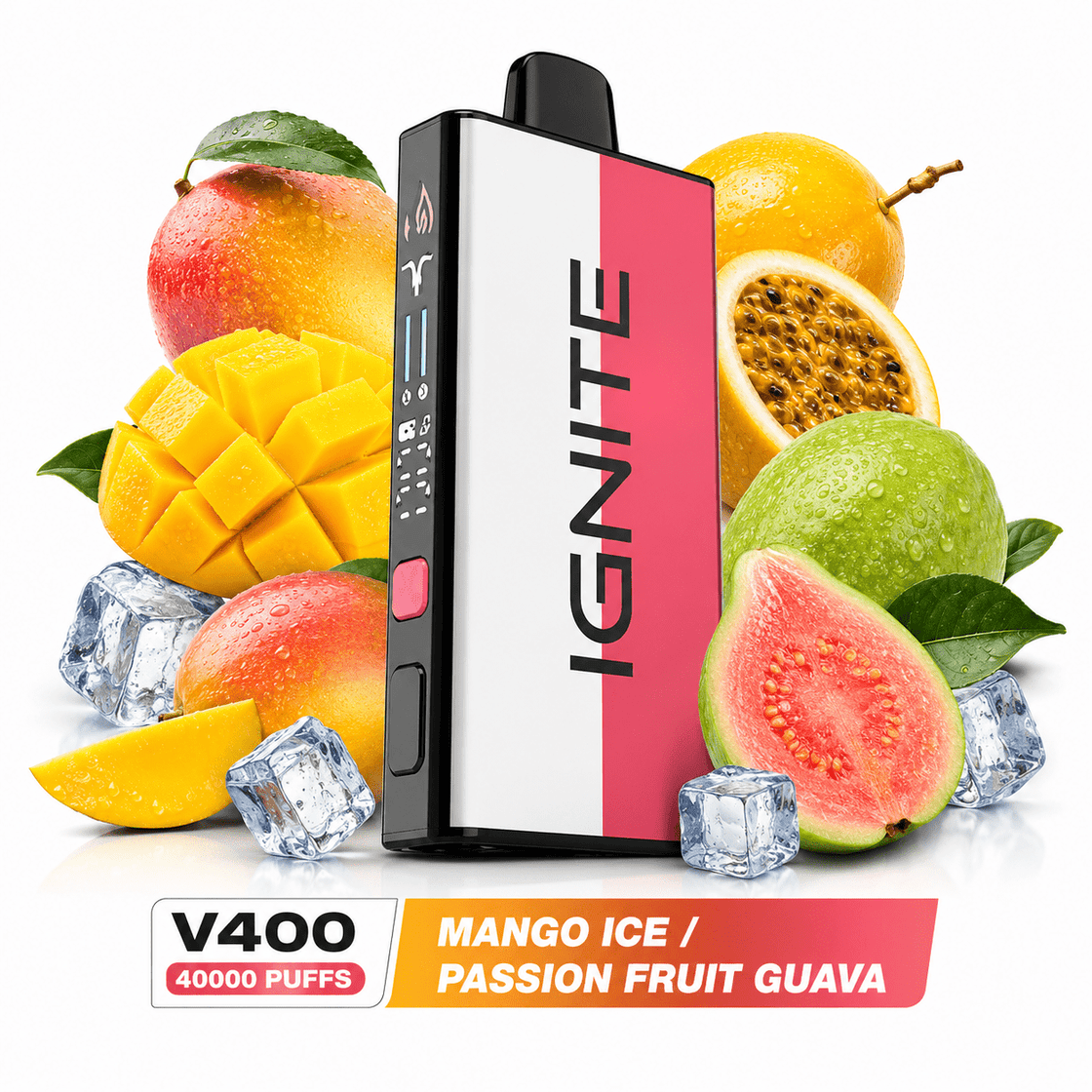 Pod descartable Ignite V400 40000 puffs Mix Mango Ice / Passion Fruit Guava - Tienda Vapor