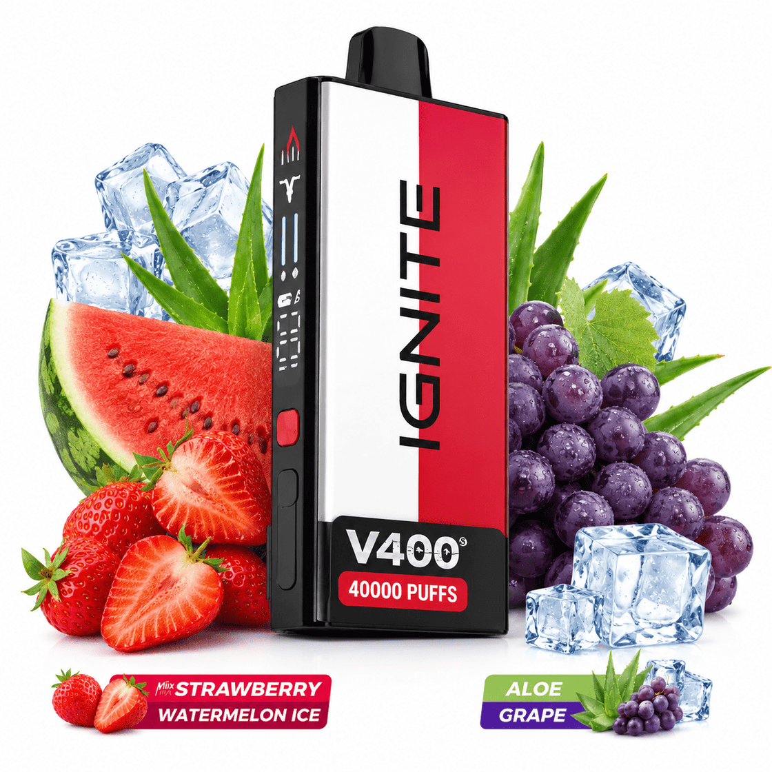 Pod descartable Ignite V400 40000 puffs Mix Strawberry Watermelon Ice / Aloe Grape - Tienda Vapor