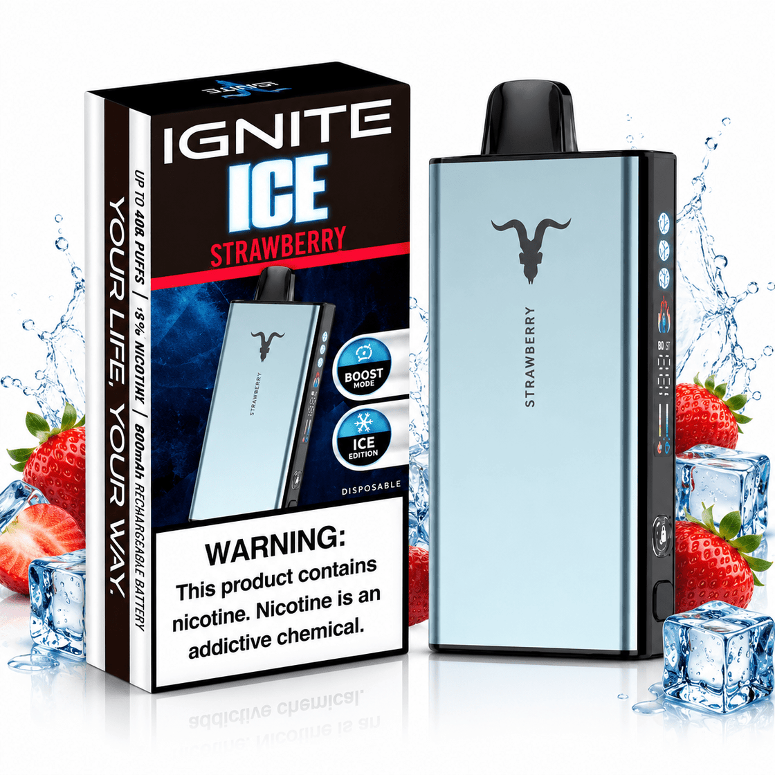 Pod descartable Ignite V400 40000 puffs Ice Strawberry - Tienda Vapor