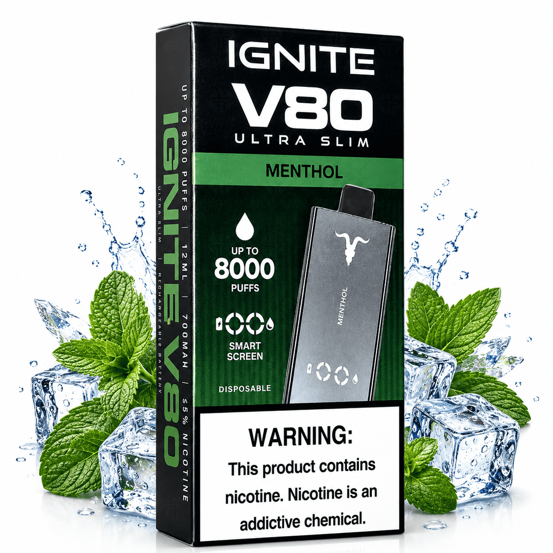 Pod Descartable Ignite V80 Ultra Slim Menthol - Tienda Vapor