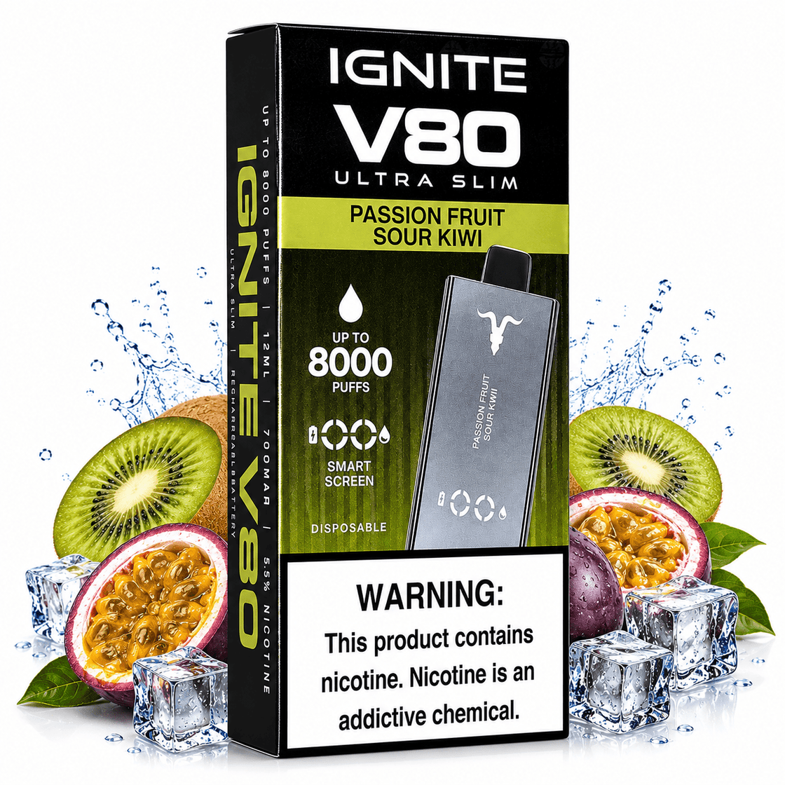 Pod Descartable Ignite V80 Ultra Slim Passion Fruit Sour Kiwi - Tienda Vapor