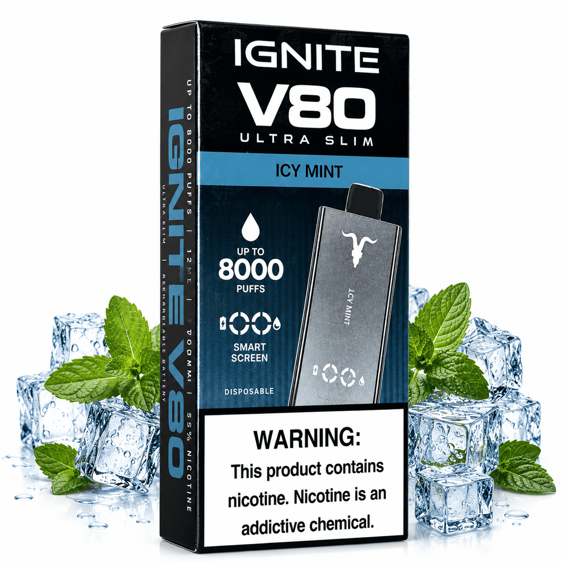 Pod Descartable Ignite V80 Ultra Slim Icy Mint - Tienda Vapor