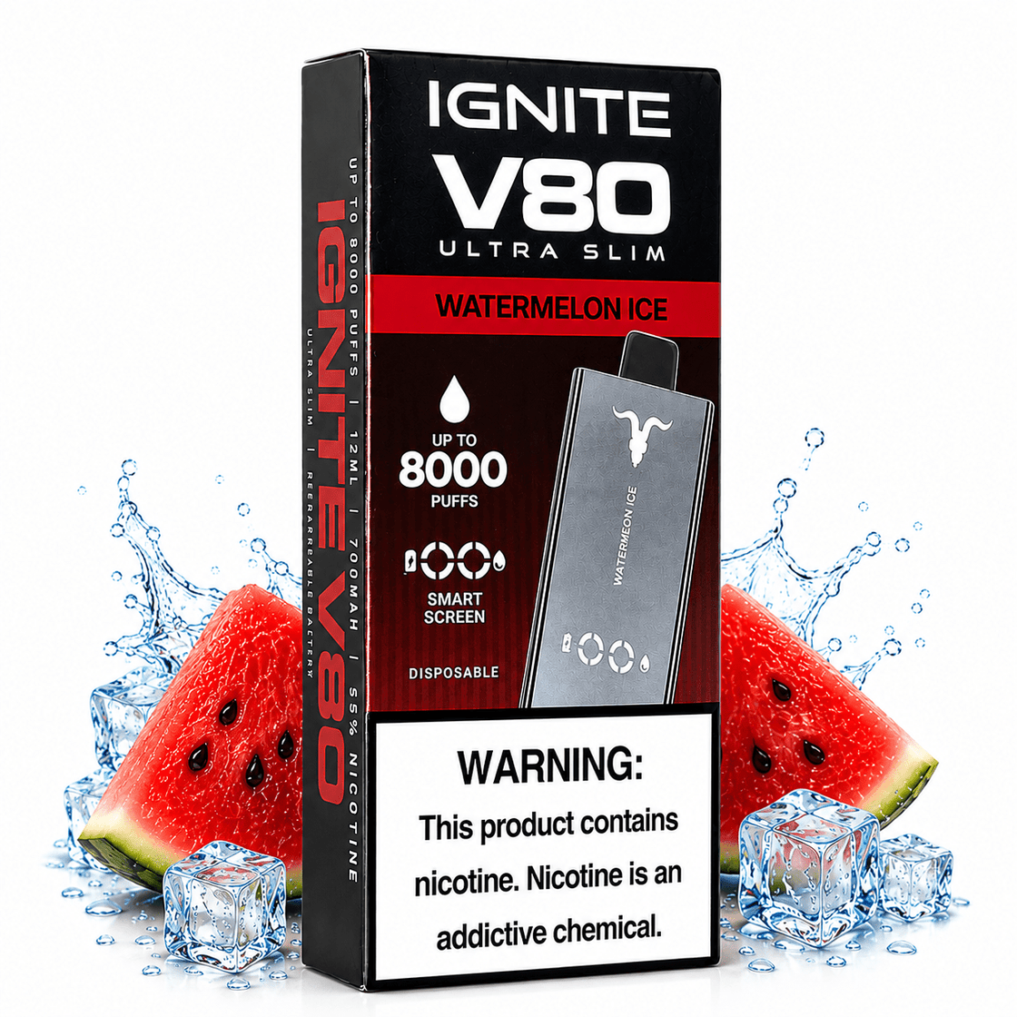 Pod Descartable Ignite V80 Ultra Slim Watermelon Ice - Tienda Vapor